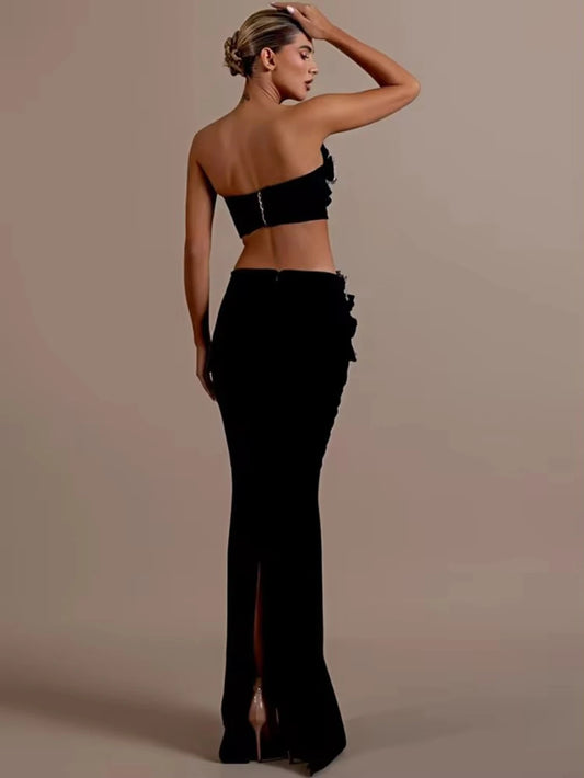 Elegant Crop Top & Long Skirt Set