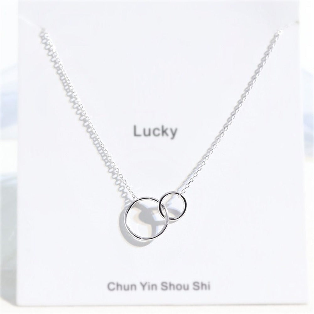 Necklace Cross Chain Double Ring Circle