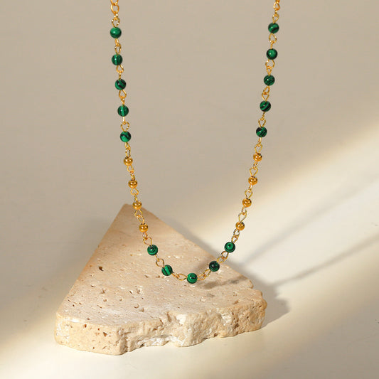 Green Turquoise Round Beads Necklace