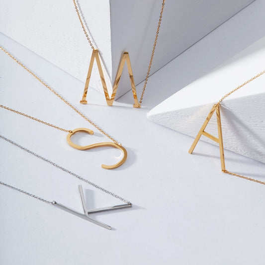 Letter Pendant Necklace 24K gold-plated