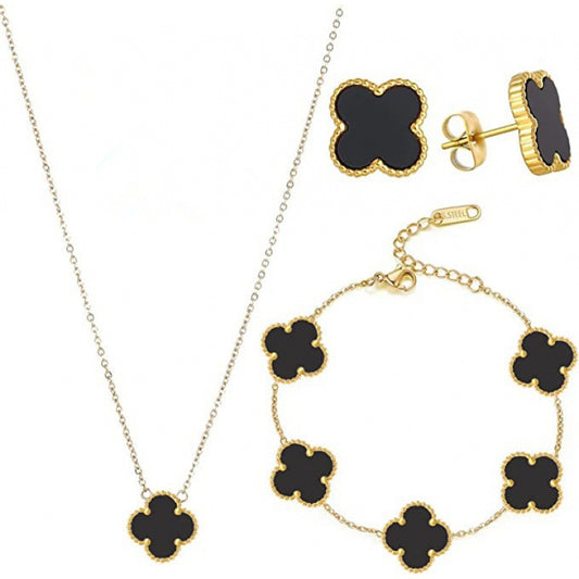 Five-Leaf Flower Necklace Jewelry Set