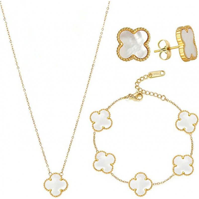 Five-Leaf Flower Necklace Jewelry Set