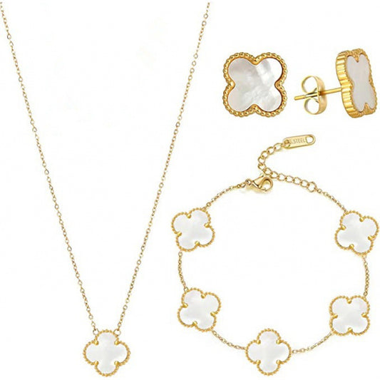 Five-Leaf Flower Necklace Jewelry Set