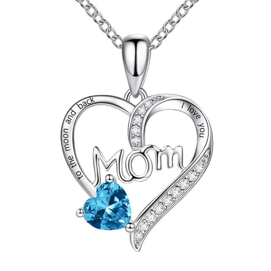 Mom Heart-Shaped Diamond Necklace