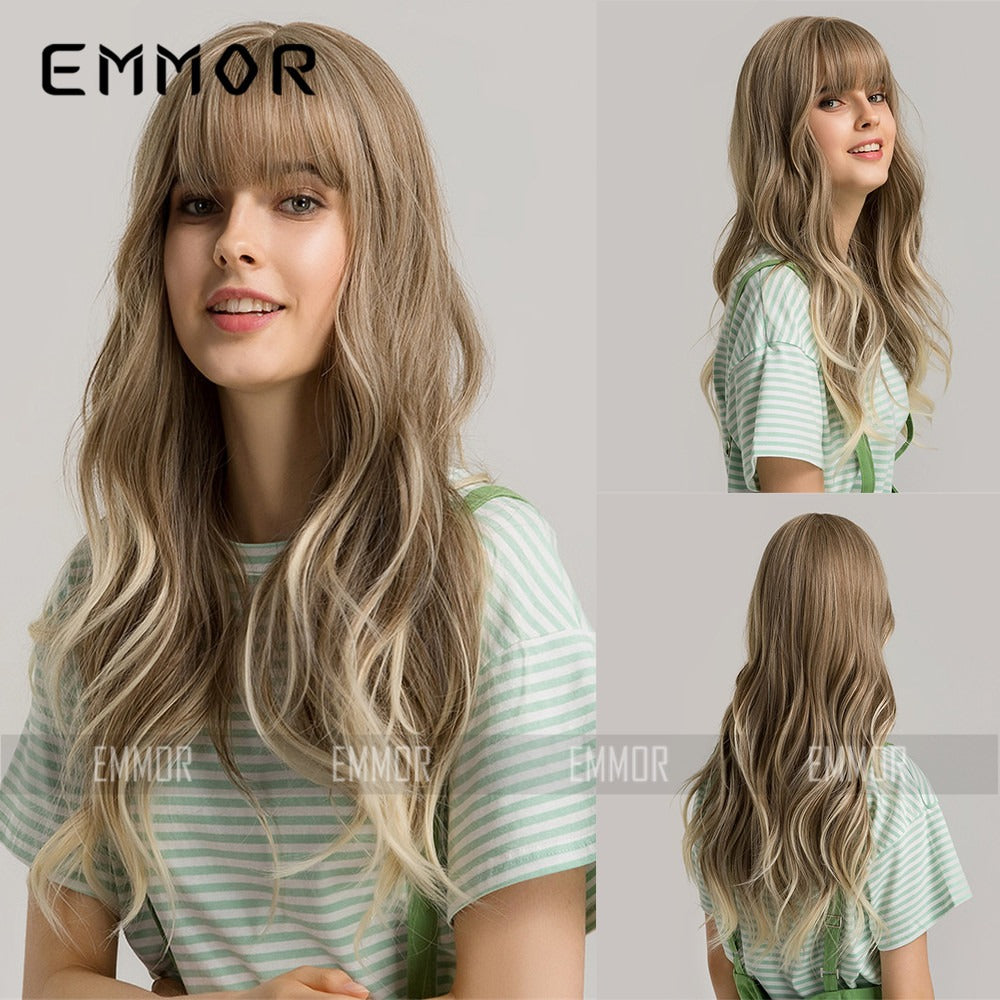Black Brown Bangs Long Curly Hair Natural