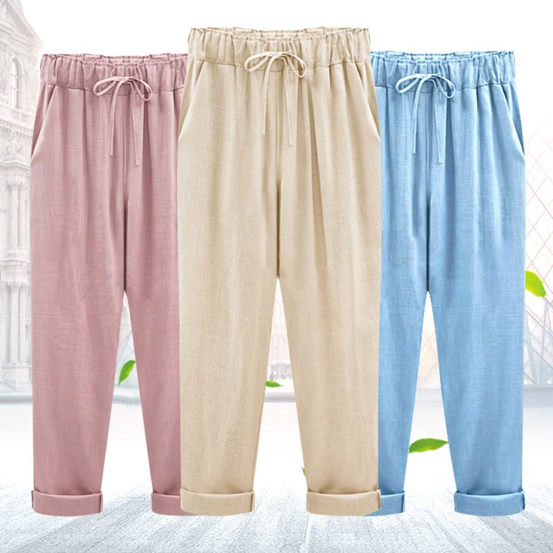 Cotton and Linen Cropped Pants