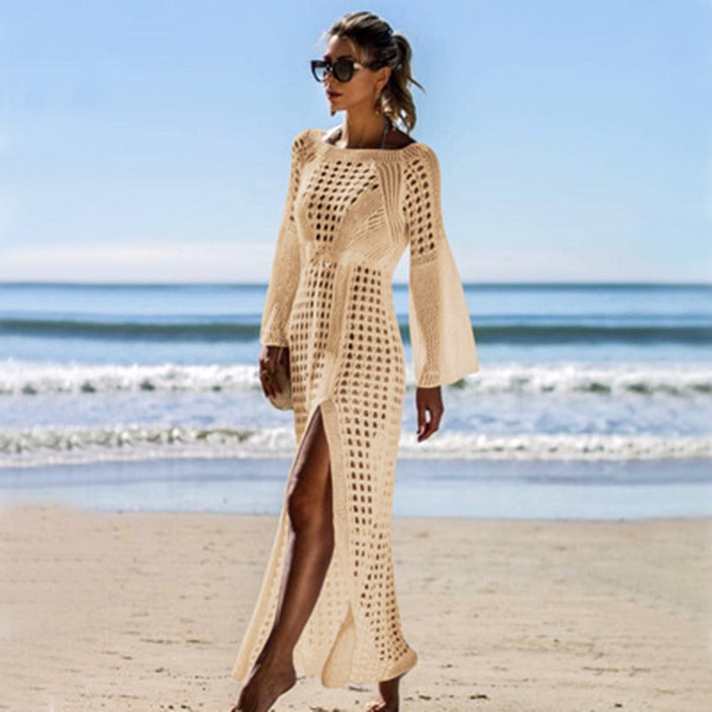 Knitted Beach Skirt Long Sleeve Vacation