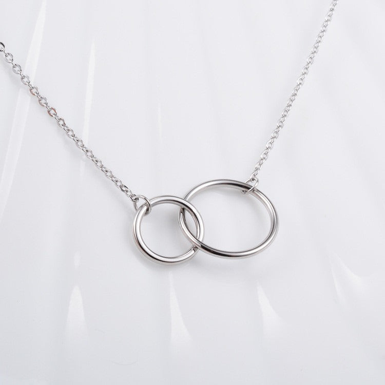 Necklace Cross Chain Double Ring Circle