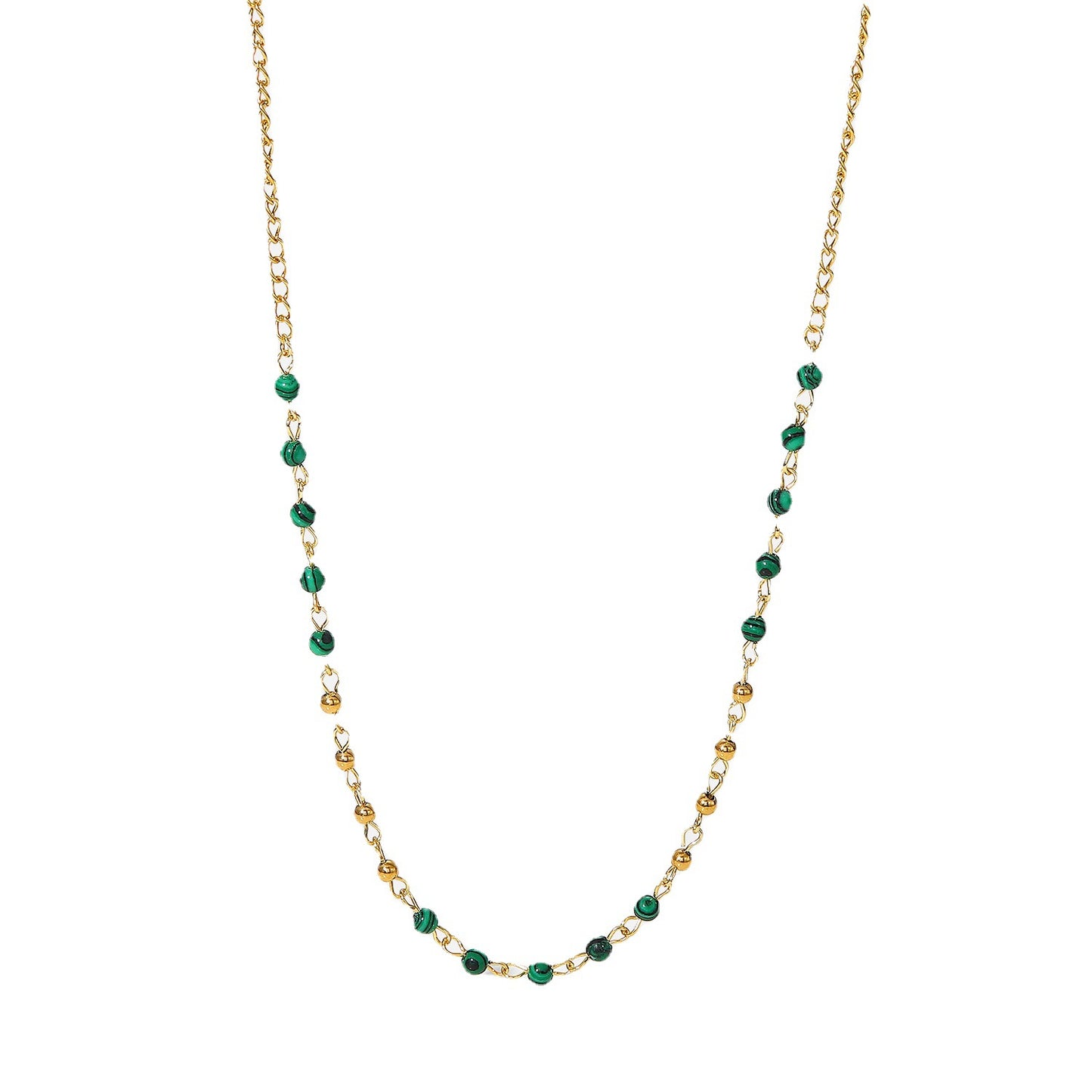 Green Turquoise Round Beads Necklace