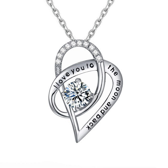 Rose Zircon Necklaces Heart Pendant Necklace