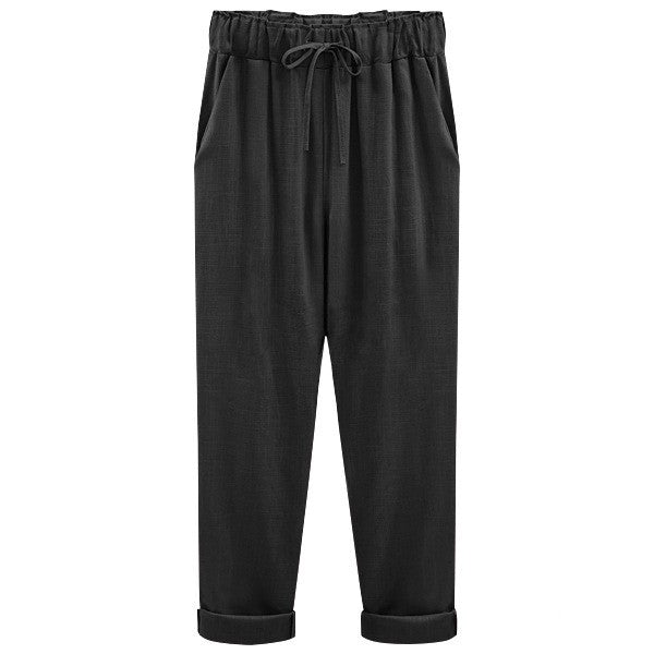 Cotton and Linen Cropped Pants