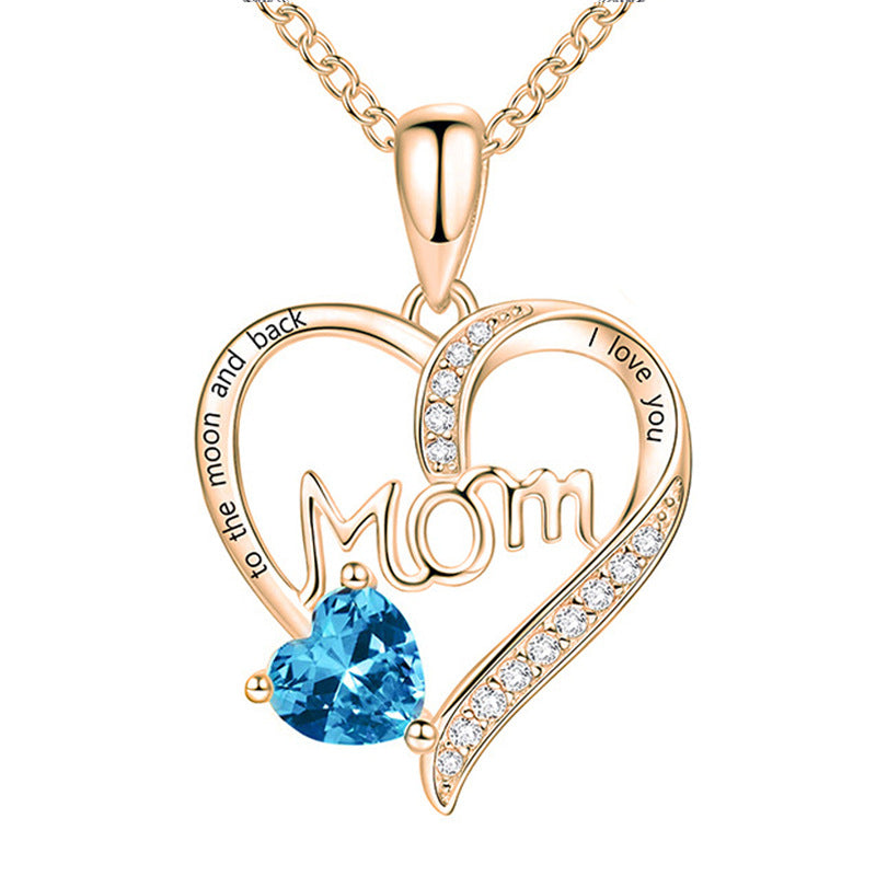 Mom Heart-Shaped Diamond Necklace