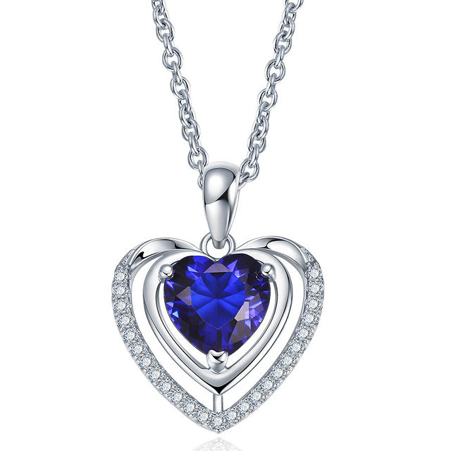 Rose Zircon Necklaces Heart Pendant Necklace