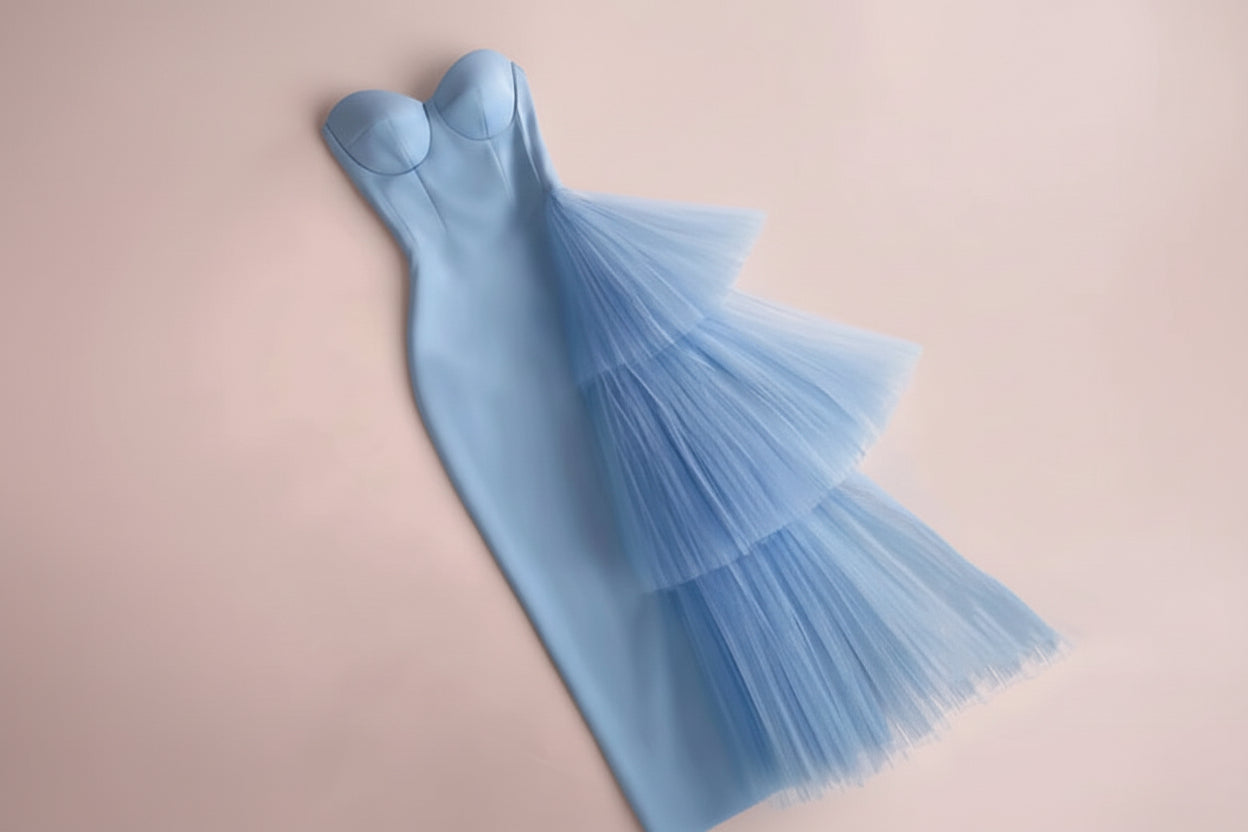 Bandage strapless mesh dress