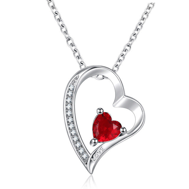 Rose Zircon Necklaces Heart Pendant Necklace