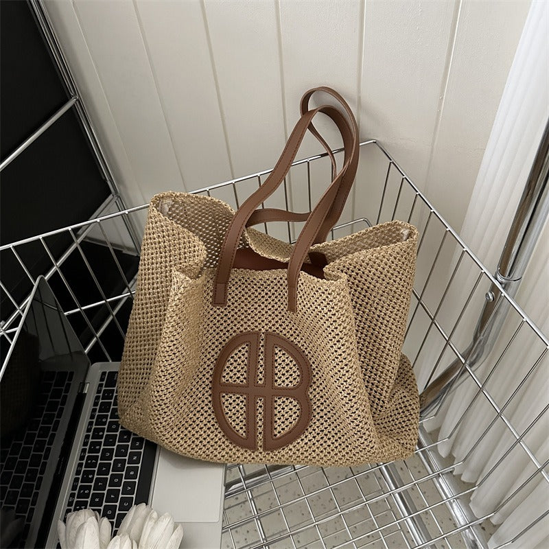Straw Hollow Out Knitting Tote Bag
