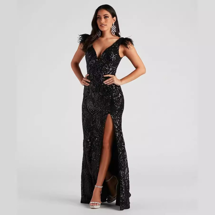 Slim Sequin Banquet Dress