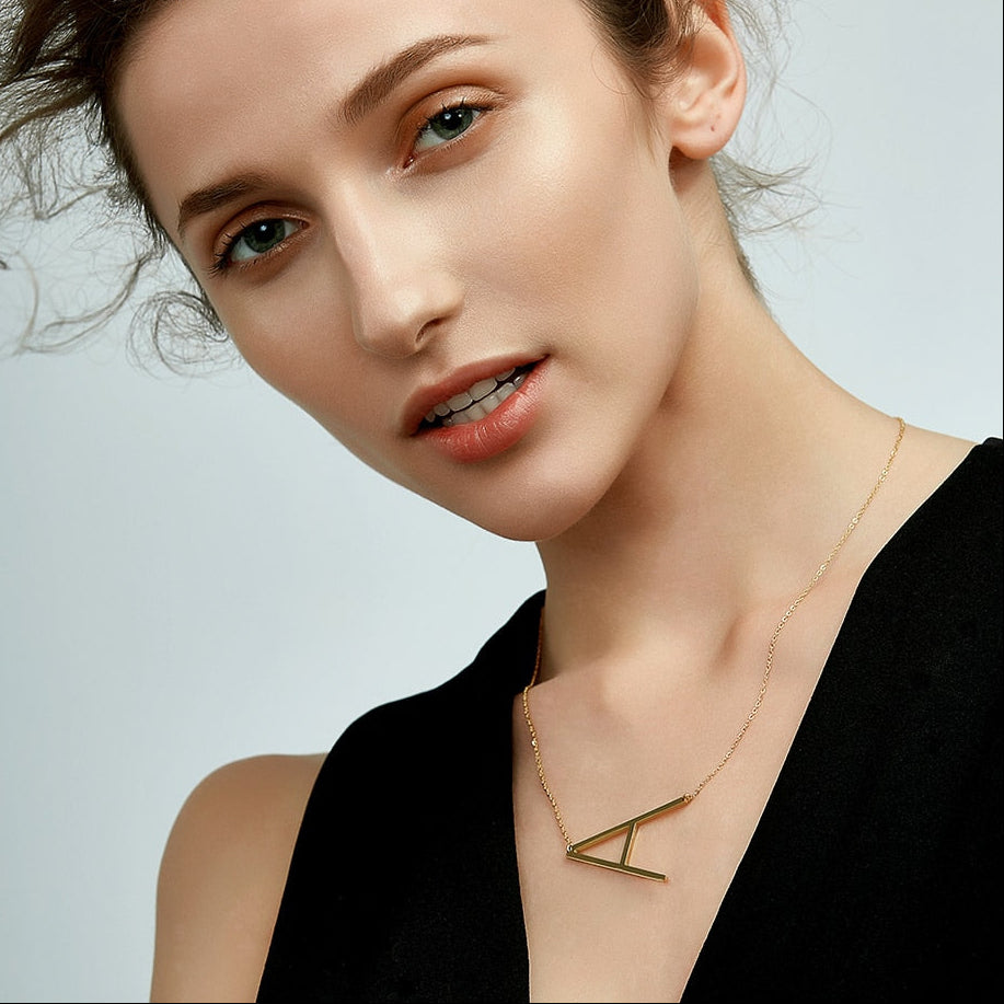 Letter Pendant Necklace 24K gold-plated