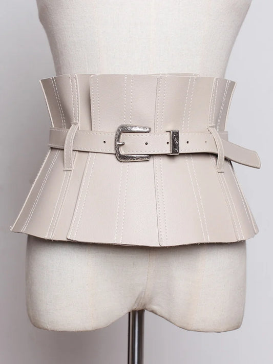 Ruffles PU Leather Adjustable Wide Belts
