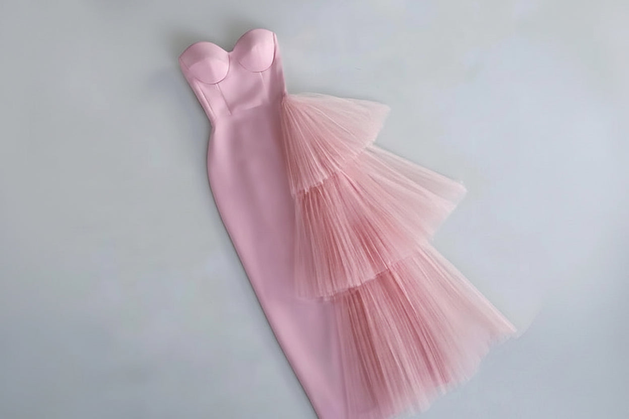 Bandage strapless mesh dress