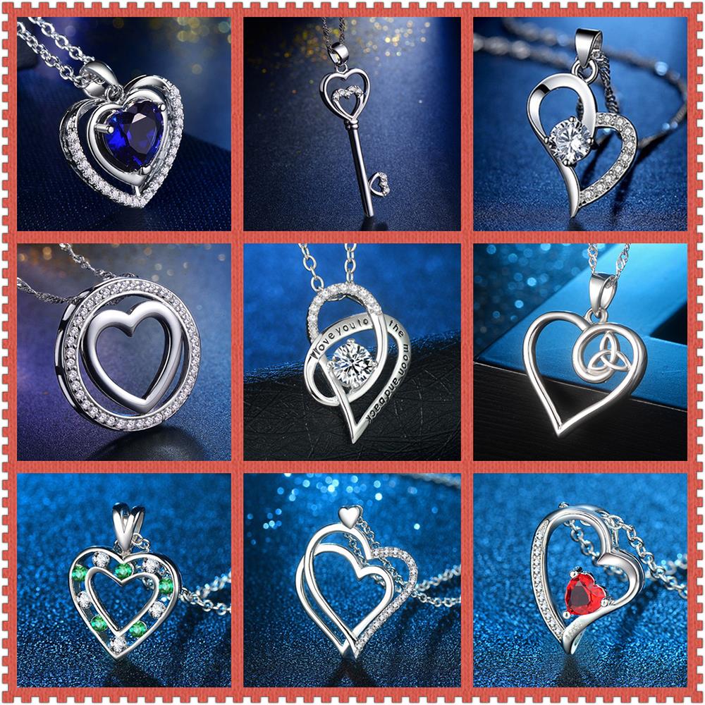 Rose Zircon Necklaces Heart Pendant Necklace