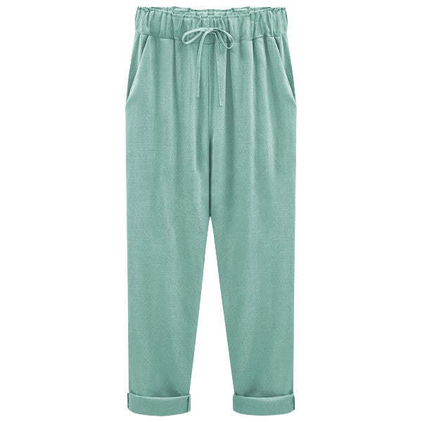 Cotton and Linen Cropped Pants