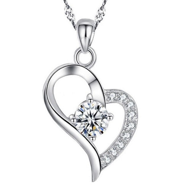 Rose Zircon Necklaces Heart Pendant Necklace