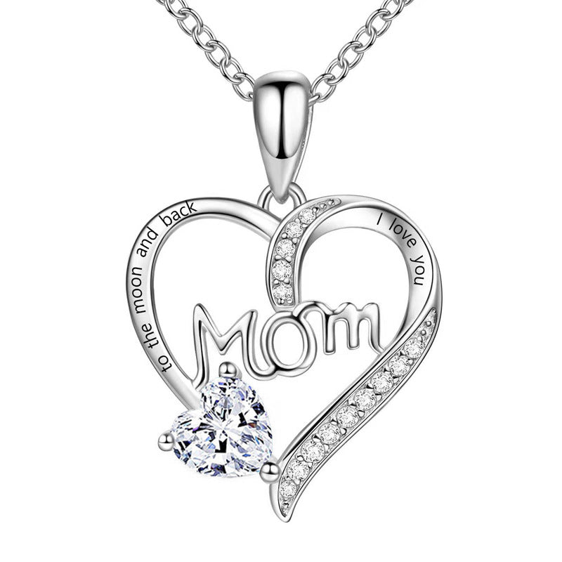Mom Heart-Shaped Diamond Necklace