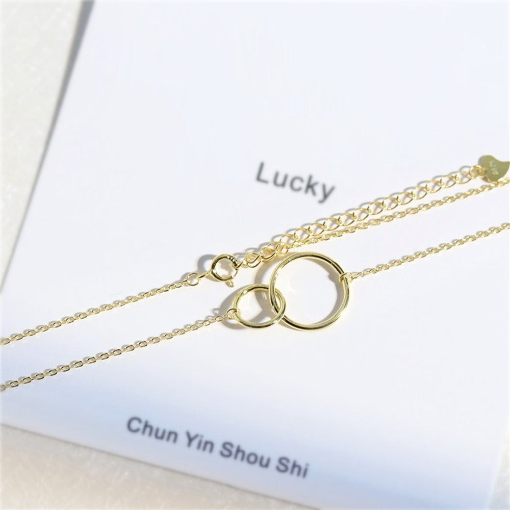 Necklace Cross Chain Double Ring Circle