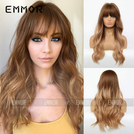 Black Brown Bangs Long Curly Hair Natural