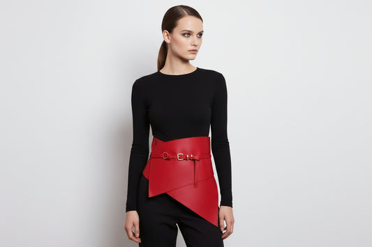 Leather wide Belt Adjustable High Waist