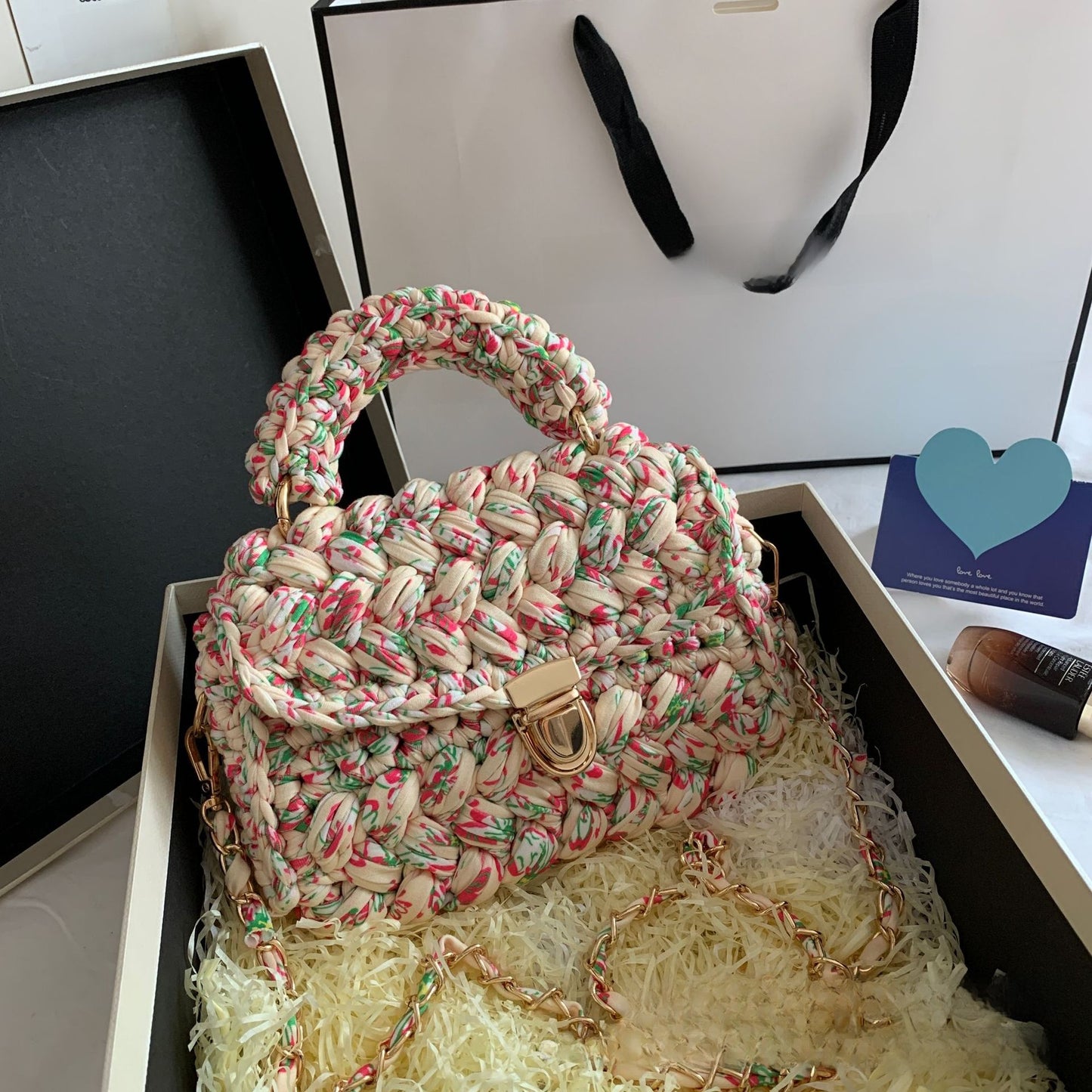 Vintage Crochet Chain Strap Bag