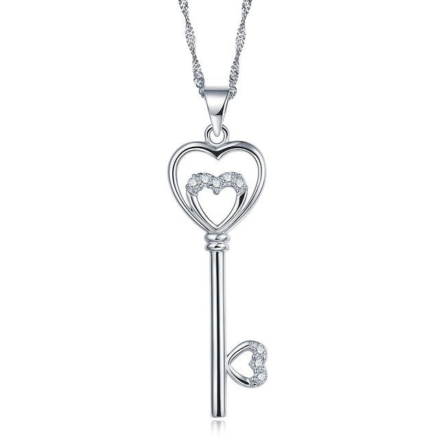 Rose Zircon Necklaces Heart Pendant Necklace