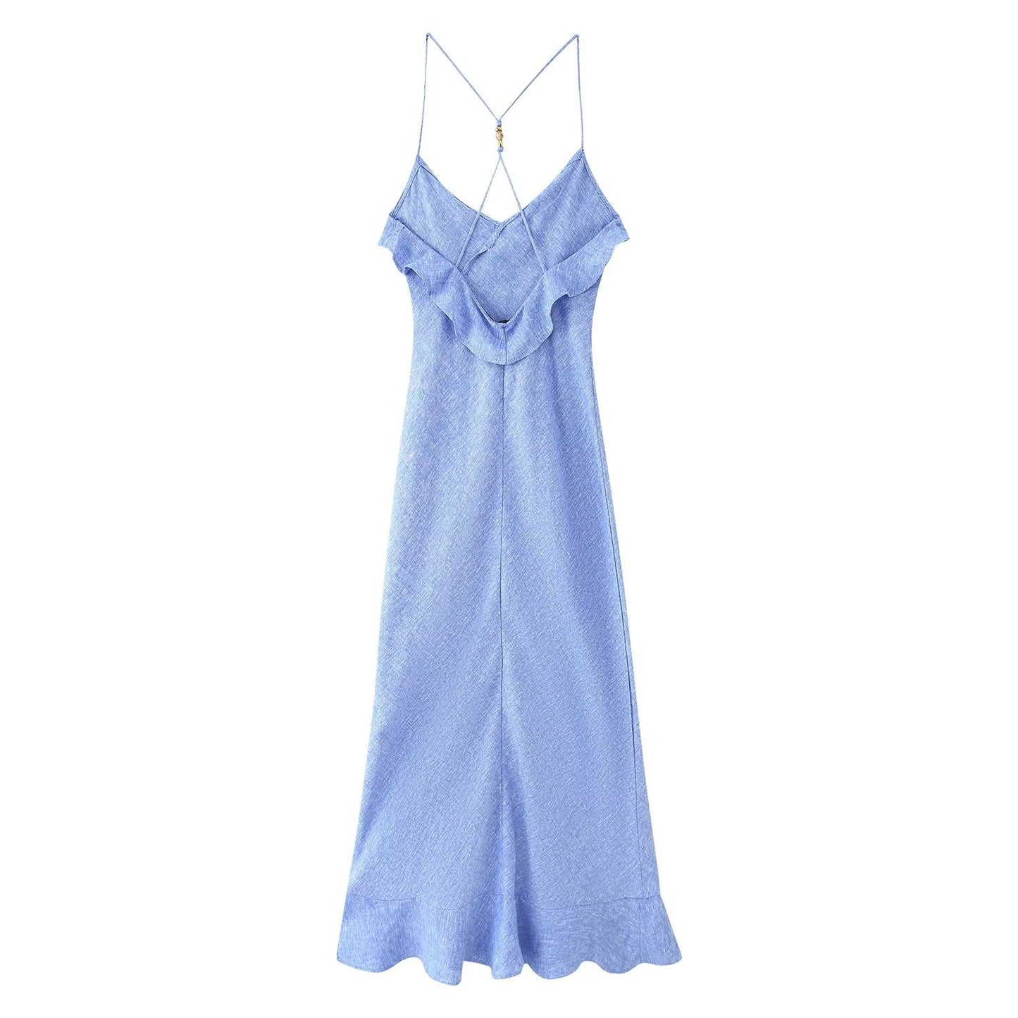 Linen Blend Layered Strapless Dress