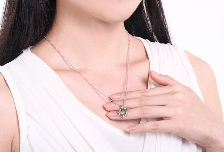Rose Zircon Necklaces Heart Pendant Necklace