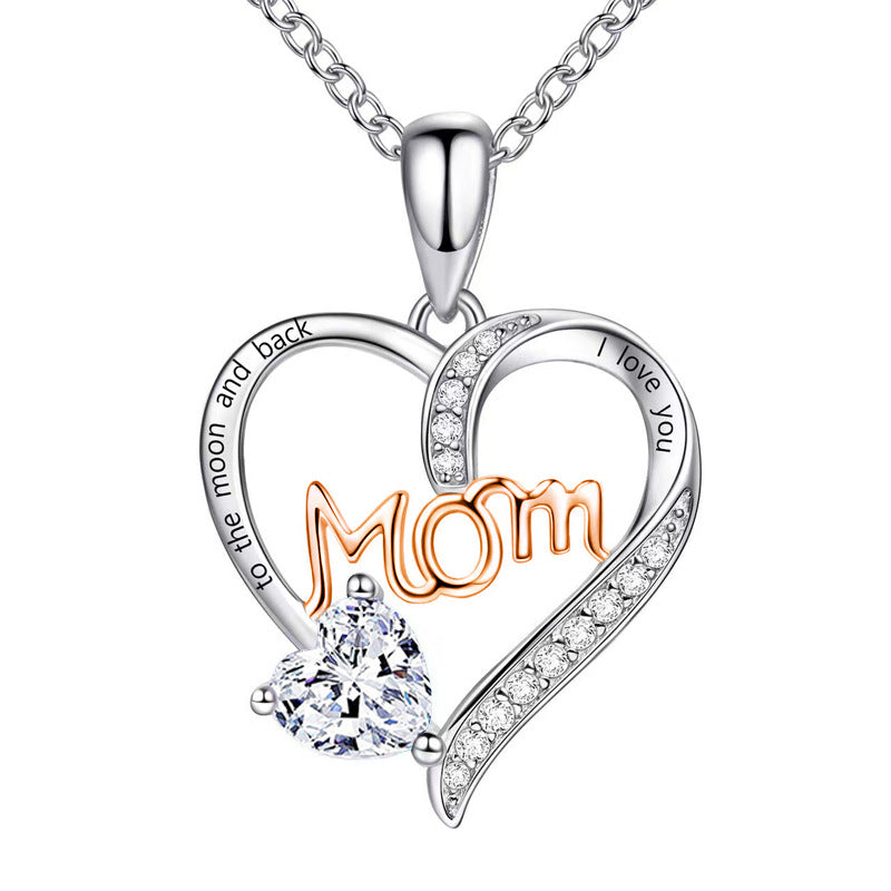 Mom Heart-Shaped Diamond Necklace
