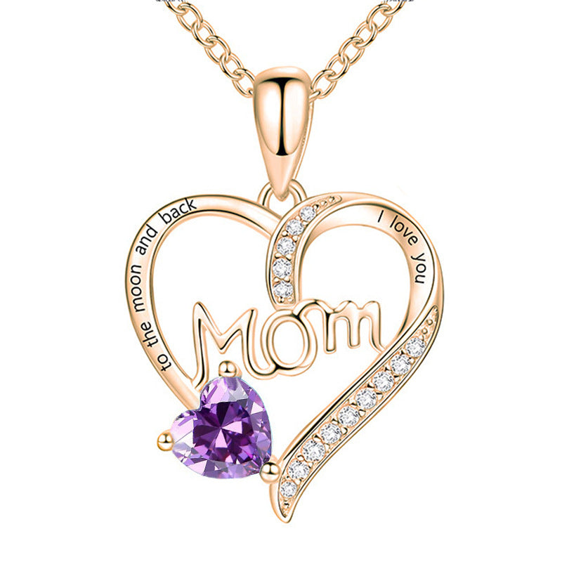 Mom Heart-Shaped Diamond Necklace
