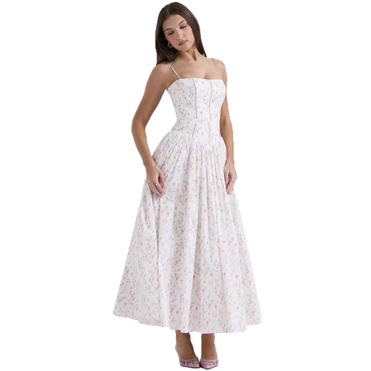 Strapless Floral Print Strapless Dress