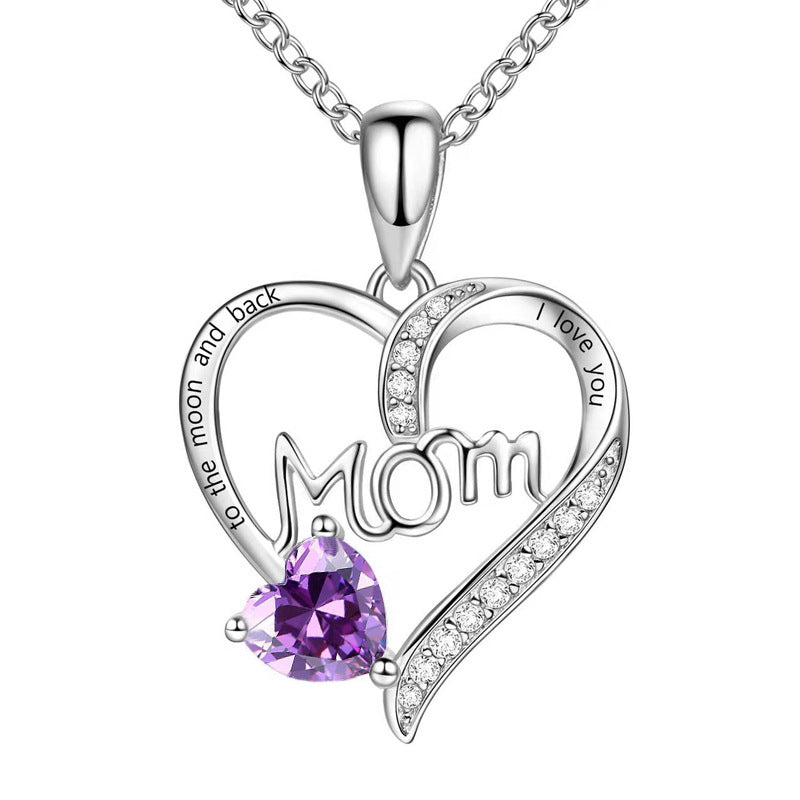 Mom Heart-Shaped Diamond Necklace