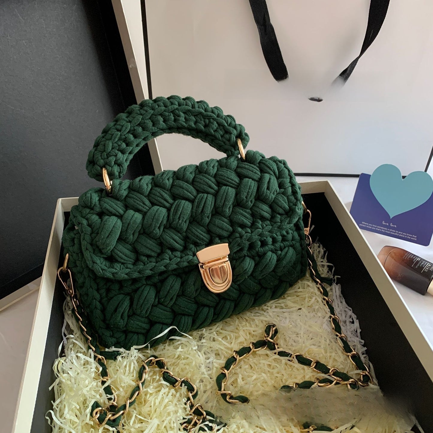Vintage Crochet Chain Strap Bag