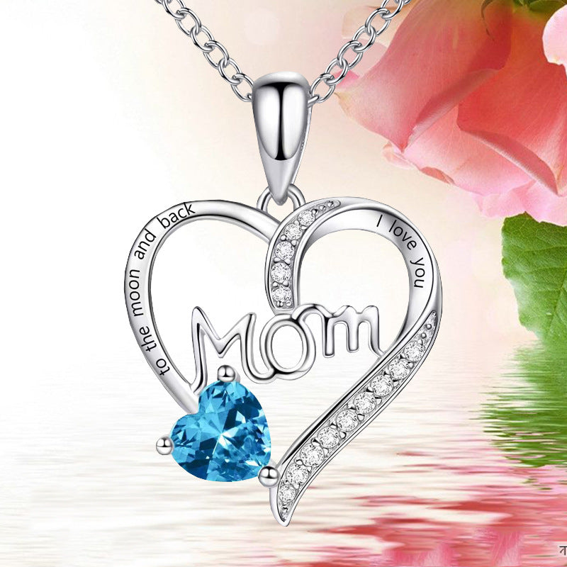 Mom Heart-Shaped Diamond Necklace