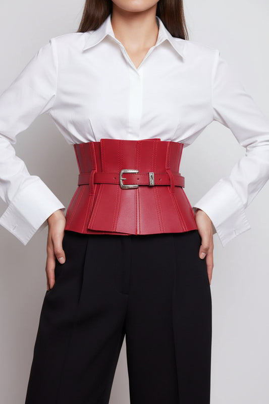 Ruffles PU Leather Adjustable Wide Belts