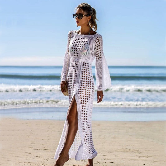 Knitted Beach Skirt Long Sleeve Vacation