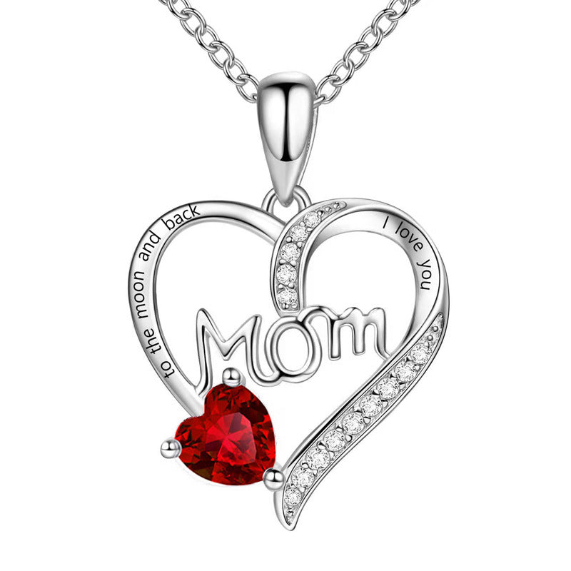 Mom Heart-Shaped Diamond Necklace