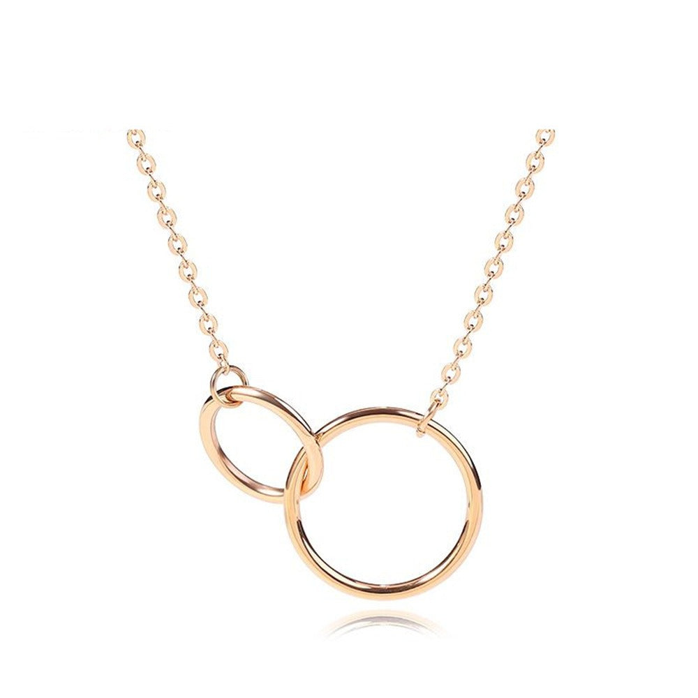 Necklace Cross Chain Double Ring Circle