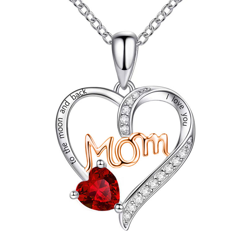 Mom Heart-Shaped Diamond Necklace