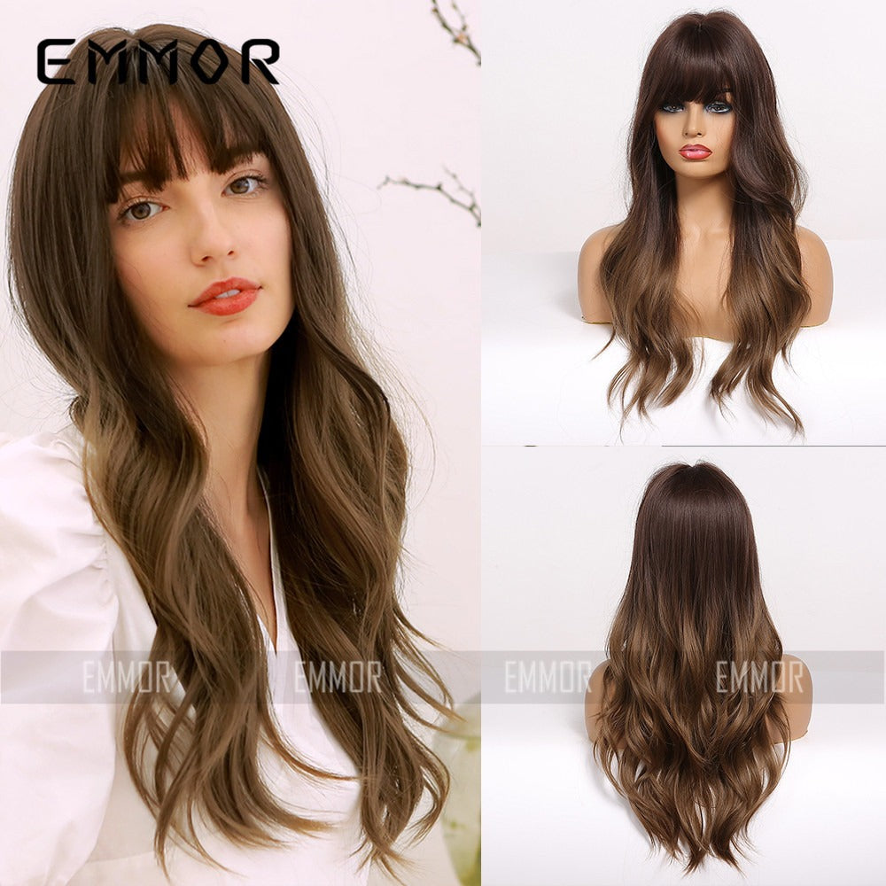 Black Brown Bangs Long Curly Hair Natural