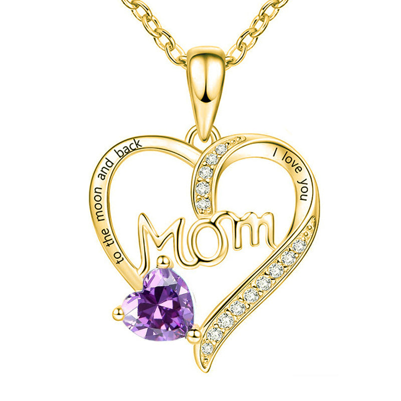 Mom Heart-Shaped Diamond Necklace