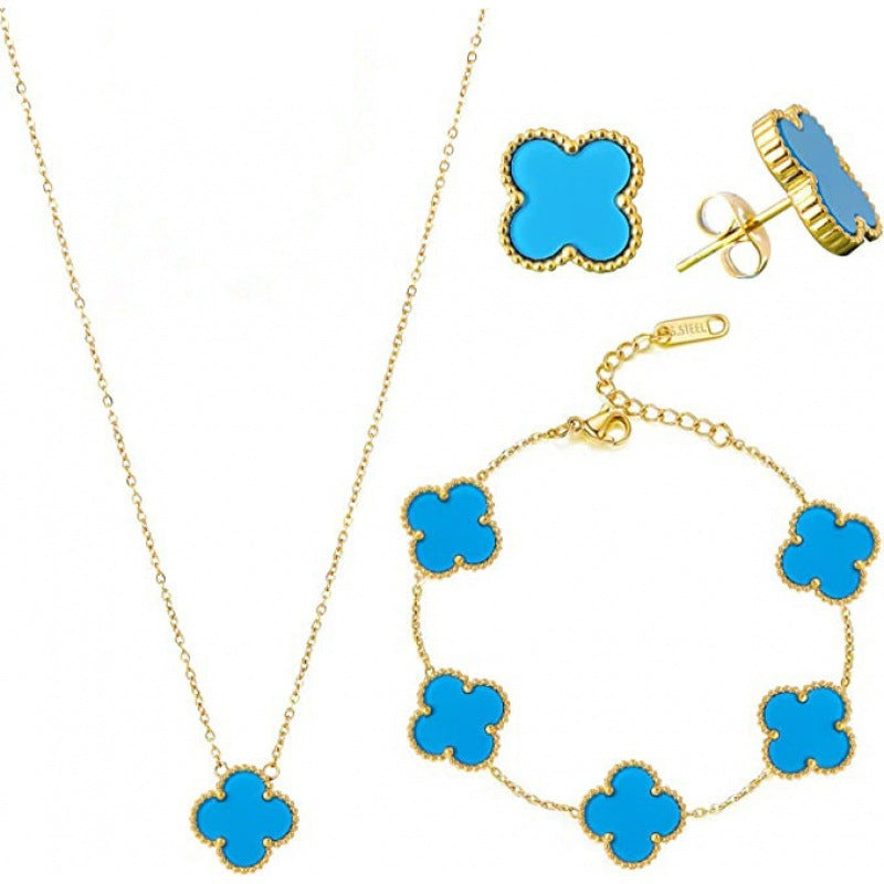 Five-Leaf Flower Necklace Jewelry Set