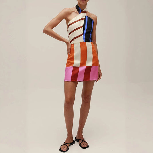 Striped Multicolor Linen Dress